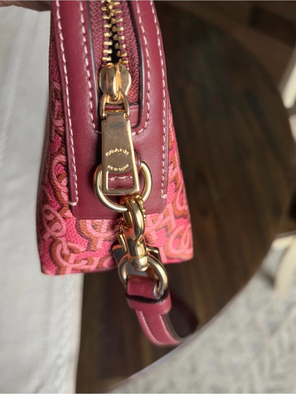 COACH MADI Crossbody w Rouge Pink Canvas & Leather Monogram Print CF343 - Picture 10 of 14
